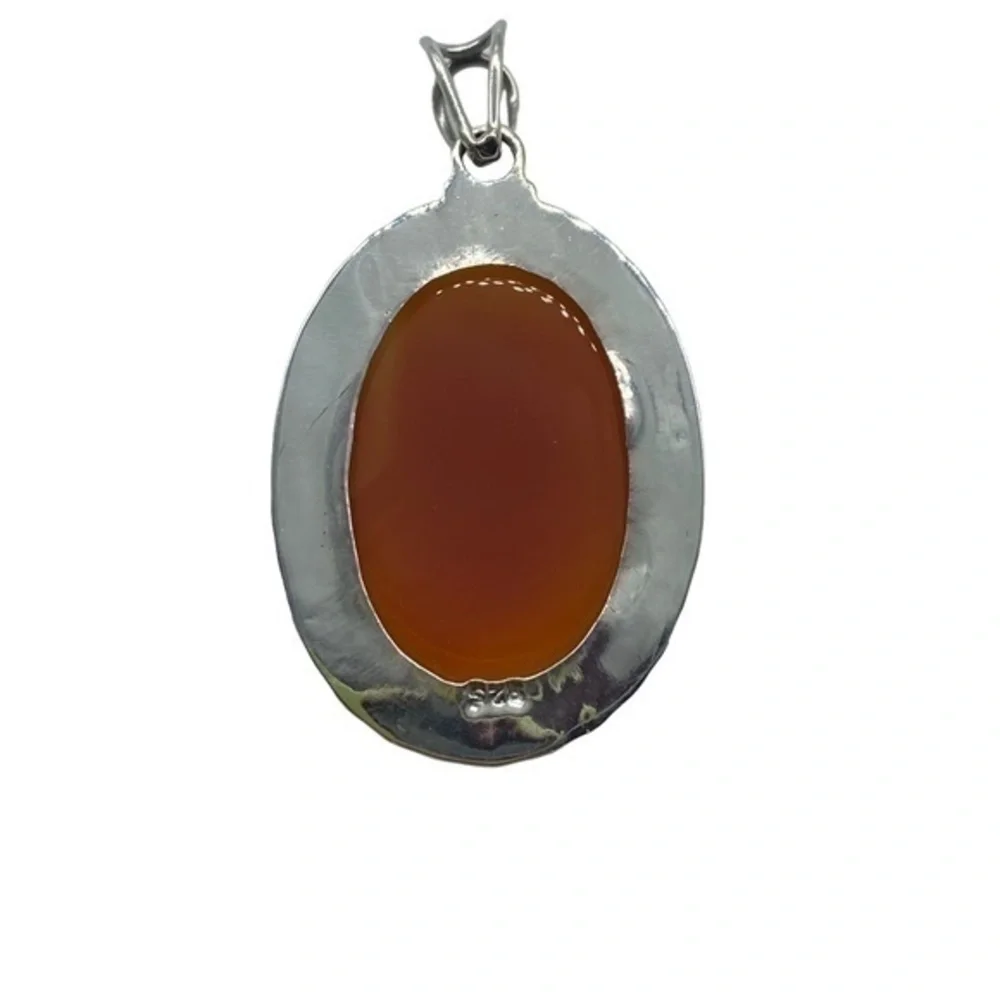 Red Onyx Gemstone Sterling Silver 925 Pendant 2in